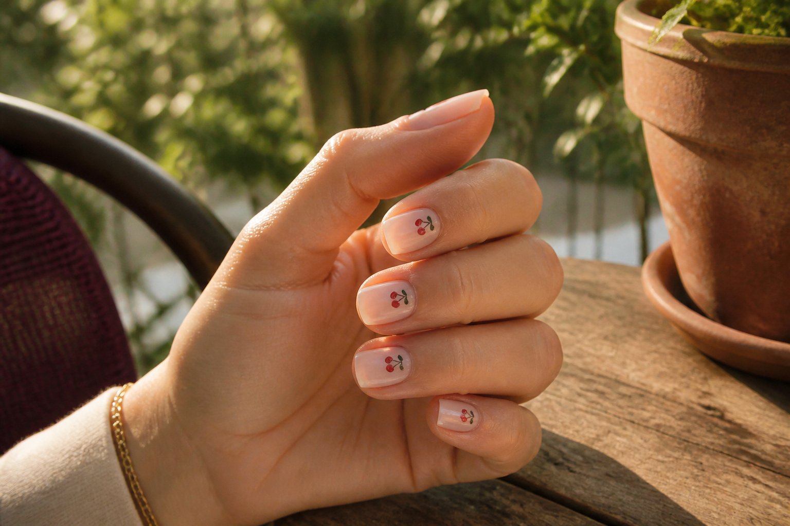 Various cherry nail art designs displayed together.