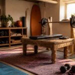 Collage of different home gym setups showcasing various styles and equipment.