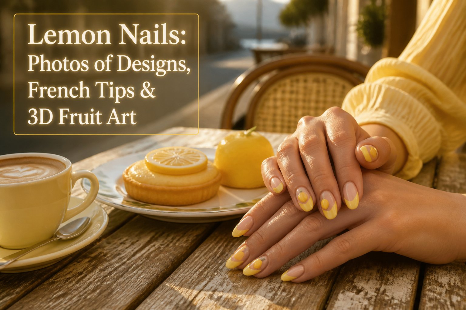 Lemon Nails: Photos of Designs, French Tips & 3D Fruit Art