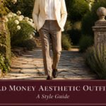 Various outfits showcasing the old money aesthetic style.